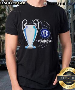 Top Munich 25 UCL Final Inter Milan T-Shirt design featuring bold graphics and vibrant colors celebrating the match.