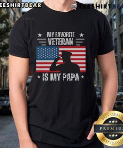 Alt Text: Veterans Day T-shirt featuring 'My Favorite Veteran Is My Papa' design with American flag and military themes.