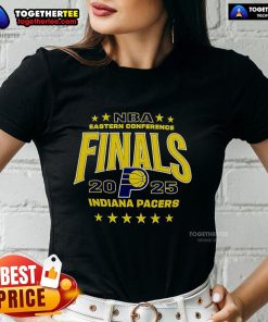 2025 NBA Eastern Conference Finals Indiana Pacers ladies tee featuring team colors and logo, perfect for female fans.