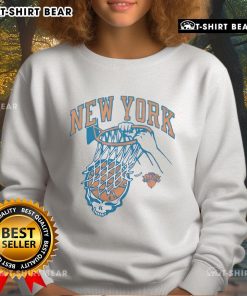 Top NBA X Grateful Dead X Knicks sweatshirt featuring vibrant graphics and cozy design for fans of basketball and music.