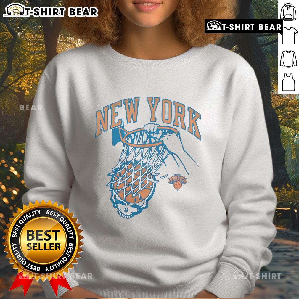 Top Nba X Grateful Dead X Knicks Sweatshirt Top NBA X Grateful Dead X Knicks sweatshirt featuring vibrant graphics and cozy design for fans of basketball and music.