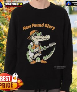 Alt Text: Top New Found Glory Gator Guitar Sweatshirt featuring vibrant graphics and a cozy design for fans of the band.
