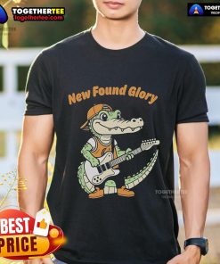 Top New Found Glory Gator Guitar T-Shirt featuring vibrant graphics of a gator playing guitar, perfect for fans.