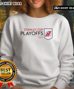 Top New Jersey Devils 2025 NHL Stanley Cup Playoffs Champions sweatshirt featuring bold team logo and vibrant colors.