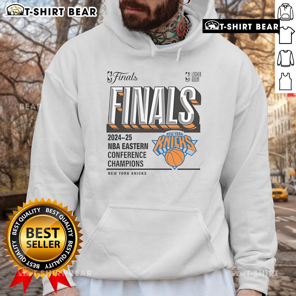 Top New York Knicks 2025 Nba Eastern Conference Champions Locker Room Hoodie New York Knicks 2025 NBA Eastern Conference Champions locker room hoodie featuring team colors and logo.