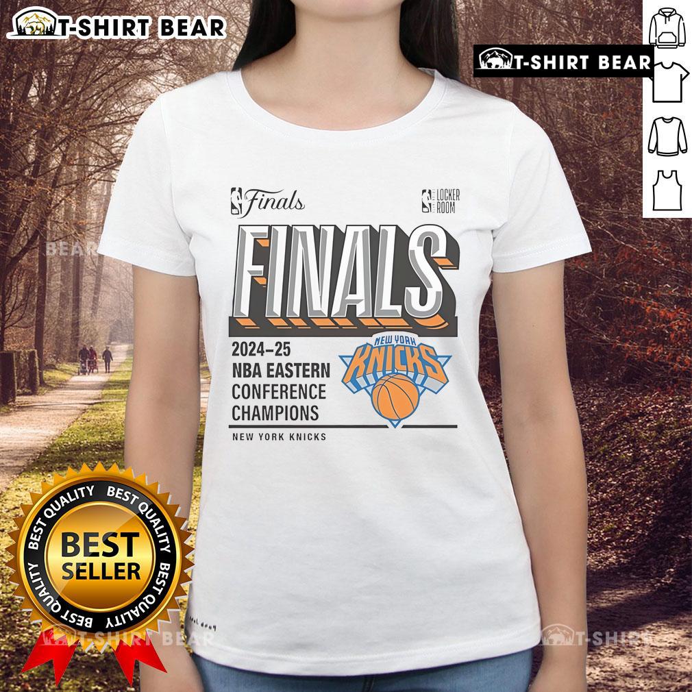 Top New York Knicks 2025 NBA Eastern Conference Champions Locker Room Ladies-Tee Top New York Knicks 2025 NBA Eastern Conference Champions locker room ladies tee design featuring team colors and logo.