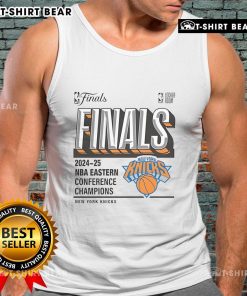 Top New York Knicks 2025 NBA Eastern Conference Champions locker room tank top showcasing team pride and style.