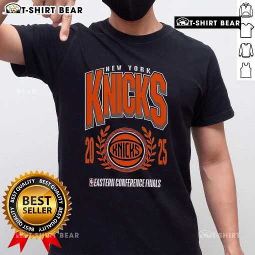 Alt Text: Top New York Knicks 2025 NBA Eastern Conference Finals T-Shirt featuring team colors and logo in stylish design.