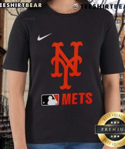 Alt Text: Top New York Mets Authentic Collection MLB Ladies Tee in navy blue, showcasing team logo and stylish design.