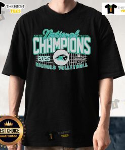 Top Nichols 2025 NCAA Men's Volleyball National Champions T-Shirt featuring team logo and championship graphics.