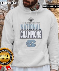 Top North Carolina Tar Heels 2025 NCAA DI Women's Tennis National Champions hoodie in vibrant blue with logo.