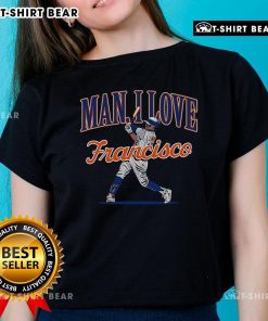 Top NY Man I Love Francisco Ladies Tee featuring stylish graphic design, perfect for fans of New York and San Francisco.