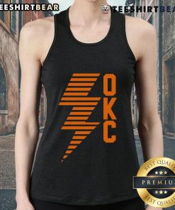 Top OKC Lightning Bolt Thunder Basketball Tank Top featuring a bold design and vibrant colors, perfect for fans.