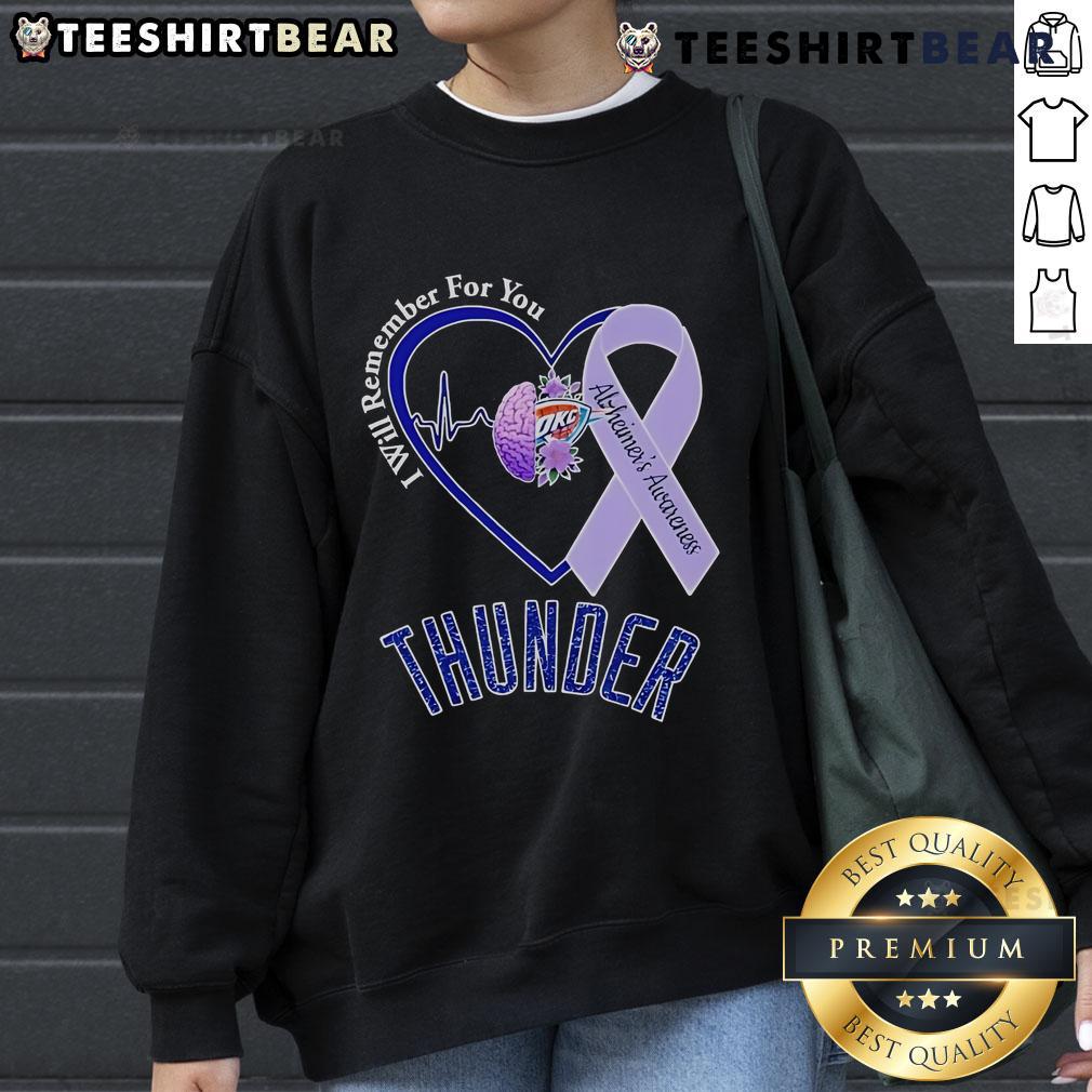 Top Okc Thunder I Will Remember For You Alzheimer'S Awareness Ribbon Sweatshirt Top OKC Thunder sweatshirt featuring 'I Will Remember For You' Alzheimer's awareness ribbon design, perfect for fans.