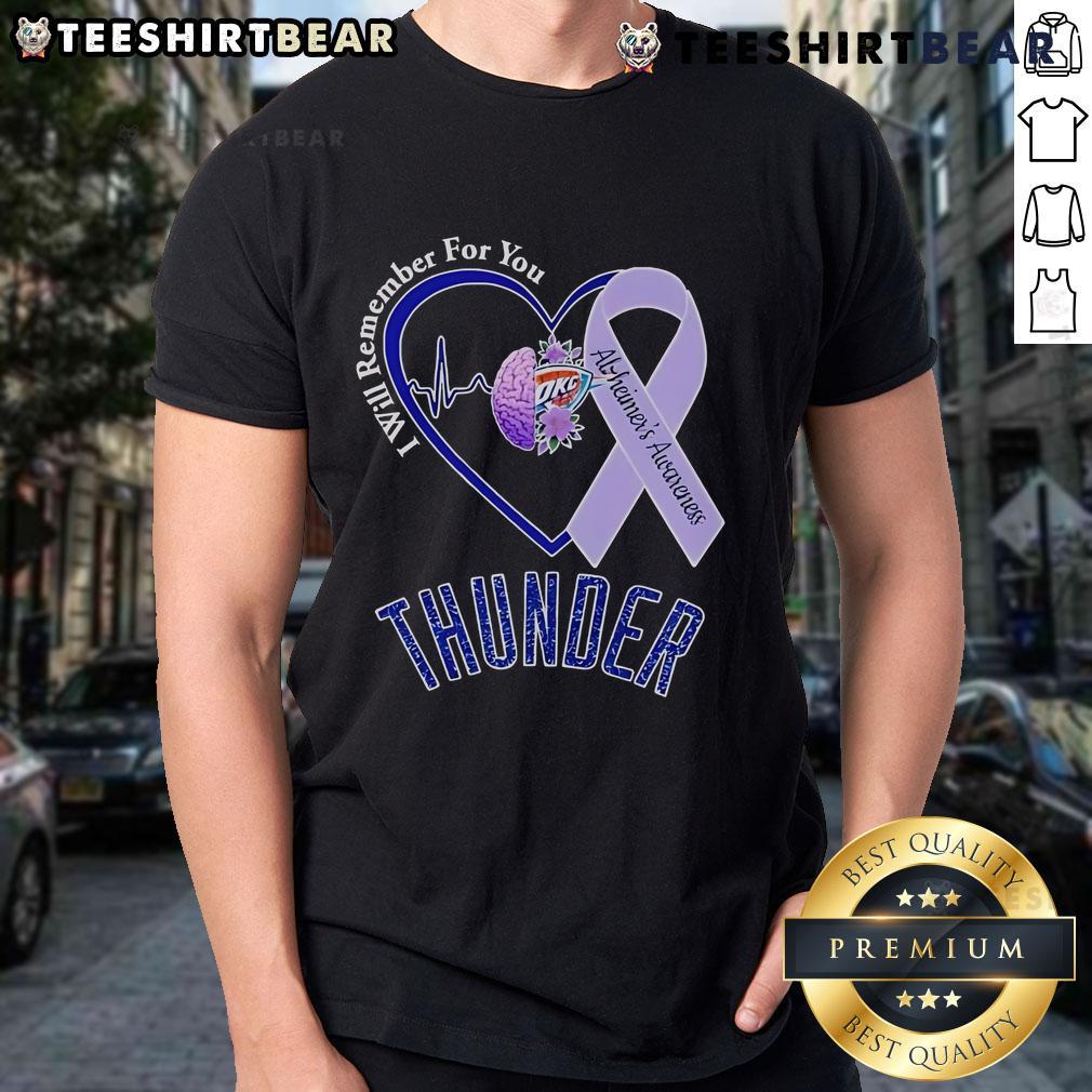 Top Okc Thunder I Will Remember For You Alzheimer'S Awareness Ribbon T Shirt Top OKC Thunder Alzheimer's Awareness ribbon T-shirt featuring a heartfelt message to support Alzheimers research and awareness.