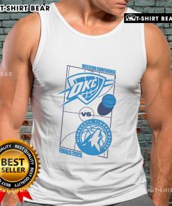 Stylish tank top featuring the Oklahoma City Thunder logo for the 2025 Western Conference Finals matchup.