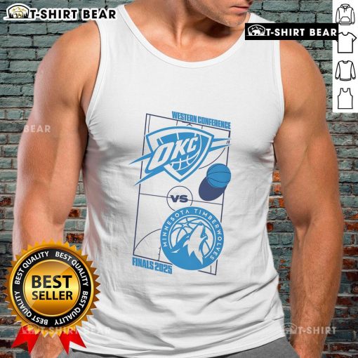 Stylish tank top featuring the Oklahoma City Thunder logo for the 2025 Western Conference Finals matchup.