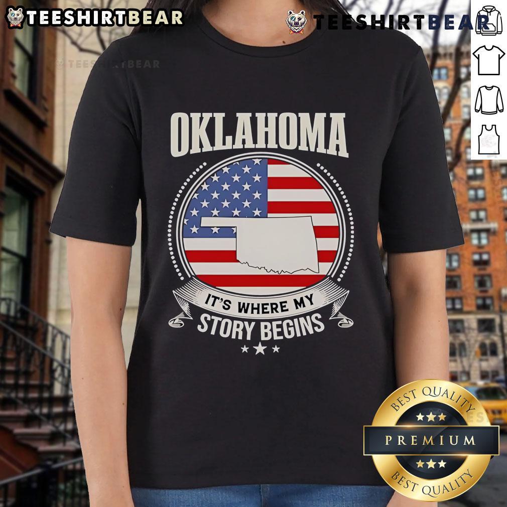 Top Oklahoma It'S Where My Story Begins Usa Ladies Tee Top Oklahoma: It's Where My Story Begins - USA Ladies Tee showcasing stylish design and vibrant colors for women.
