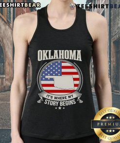 Top Oklahoma - It's Where My Story Begins USA Tank Top showcasing a stylish design perfect for casual wear.