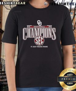 2025 SEC Softball Season Champions tee featuring Oklahoma Sooners, celebrating their success in women's sports.