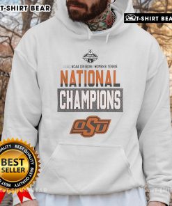 Alt Text: Oklahoma State University 2025 NCAA DI Women's Tennis National Champions Hoodie in black with team logo and design.