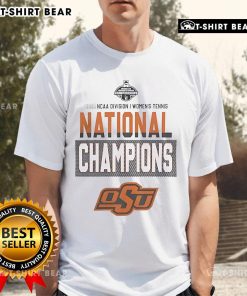 Alt Text: Top Oklahoma State University 2025 NCAA DI Women's Tennis National Champions T-Shirt featuring team colors and logo.