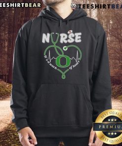 Alt Text: Cozy 'Top Oregon Ducks Nurse It's A Work Of Heart' hoodie featuring vibrant team colors and a heartwarming design.