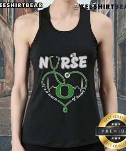 Top Oregon Ducks nurse tank top featuring a heart design, perfect for fans and healthcare professionals alike.