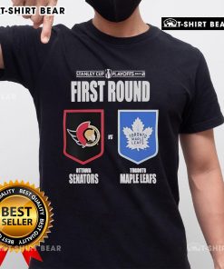 Alt Text: Top Ottawa Senators vs Toronto Maple Leafs 2025 Stanley Cup Playoffs T-Shirt featuring team logos and playoff graphics.