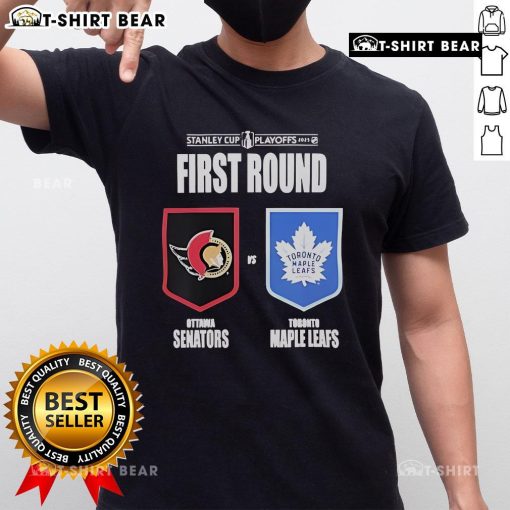 Alt Text: Top Ottawa Senators vs Toronto Maple Leafs 2025 Stanley Cup Playoffs T-Shirt featuring team logos and playoff graphics.