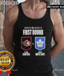 Top Ottawa Senators vs Toronto Maple Leafs 2025 Stanley Cup Playoffs tank top featuring team logos and vibrant colors.
