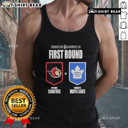 Top Ottawa Senators vs Toronto Maple Leafs 2025 Stanley Cup Playoffs tank top featuring team logos and vibrant colors.