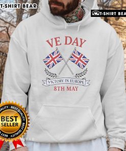 Alt Text: Top Patriot VE Day Union Jack Flag Victory in Europe Hoodie celebrating WWII anniversary with British pride.