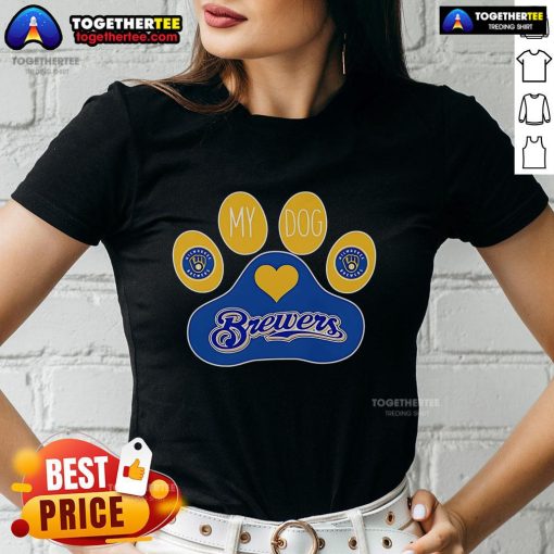 Alt Text: Top Paw My Dog Milwaukee Brewers Ladies Tee, featuring a stylish design perfect for dog lovers and baseball fans.
