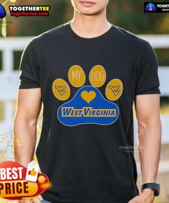 Top Paw My Dog West Virginia Mountaineers T-Shirt featuring a vibrant design perfect for dog lovers and WVU fans.