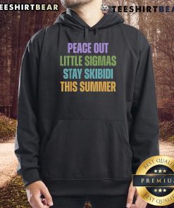Alt Text: Top Peace Out Little Sigmas Stay Skibidi This Summer Hoodie in vibrant colors, perfect for trendy summer outfits.