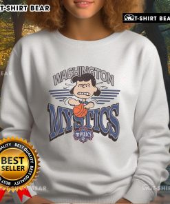 Top Peanuts Lucy X Washington Mystics sweatshirt featuring vibrant graphics and a comfortable fit for fans.