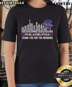 Philadelphia Phillies Skyline Ladies Tee featuring 'Thank You For The Memories' design, perfect for fans.