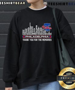 Top Philadelphia Phillies Skyline sweatshirt featuring 'Thank You For The Memories' design in vibrant colors.