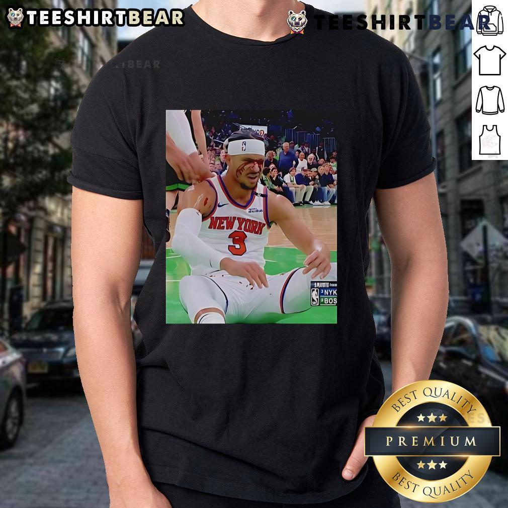 Top Photos Of Josh Hart After Getting Elbowed In The Face T Shirt Josh Hart wearing a T-shirt after getting elbowed in the face, showcasing resilience and humor in a sports moment.