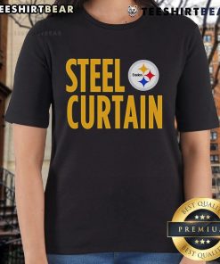 Top Pittsburgh Steelers Steel Curtain ladies tee featuring team colors and logo, perfect for female fans and game day wear.