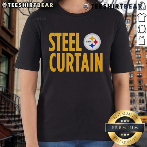 Top Pittsburgh Steelers Steel Curtain ladies tee featuring team colors and logo, perfect for female fans and game day wear.