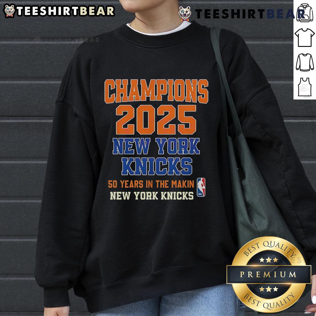 Top Playoffs New York Knicks Champions Years In The Making Sweatshirt Alt Text: New York Knicks Champions sweatshirt celebrating years of playoffs success, perfect for fans at the game or home.
