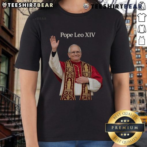 Stylish Top Pope Leo XIV Ladies Tee featuring a vibrant graphic design, perfect for fashion-forward fans of Pope Leo XIV.