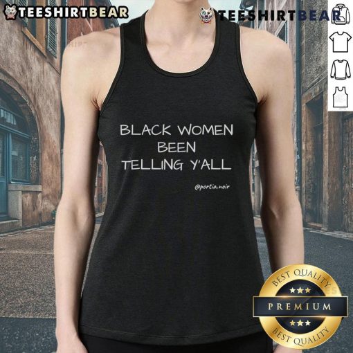 Black women wearing the Top Portia Noir 'Been Telling Yall' tank top, showcasing stylish and empowering fashion.
