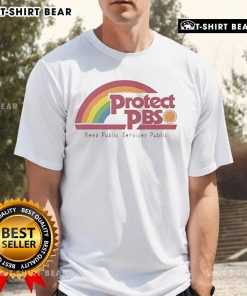 Top Protect PBS Rainbow T-Shirt promoting public service and community support, vibrant colors and eye-catching design.