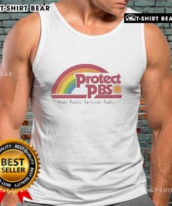 Top Protect PBS Rainbow Keep Public Service tank top featuring vibrant colors and a bold design promoting public service.