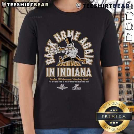 Alt Text: Purdue Boilermakers Ladies Tee featuring Back Home Again in Indiana design, perfect for fans celebrating their team spirit.