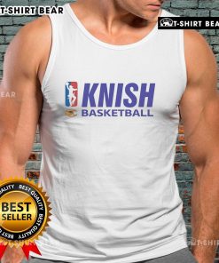 Rachel Green in a Knish Knicks basketball logo tank top, showcasing her trendy style and sports fashion.