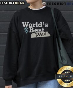 Alt Text: Top Seattle Kraken World's Best Dad sweatshirt in navy blue, perfect for hockey fans and proud dads.